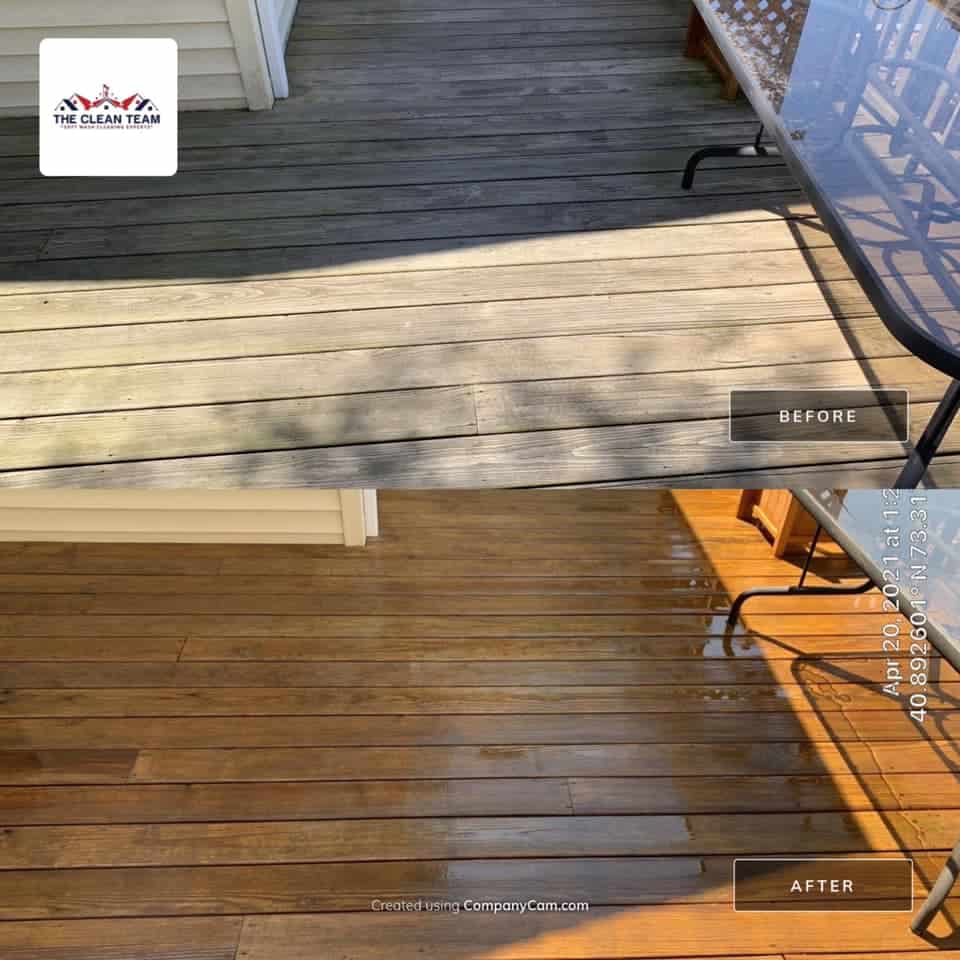 DECK STAINING BEFORE AND AFTER